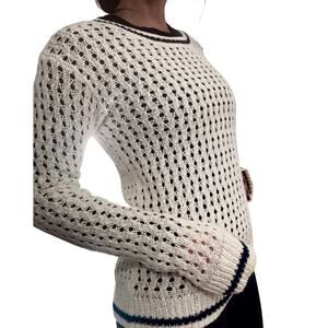 Aeropostale Crochet Cream Boat Pullover Sweater